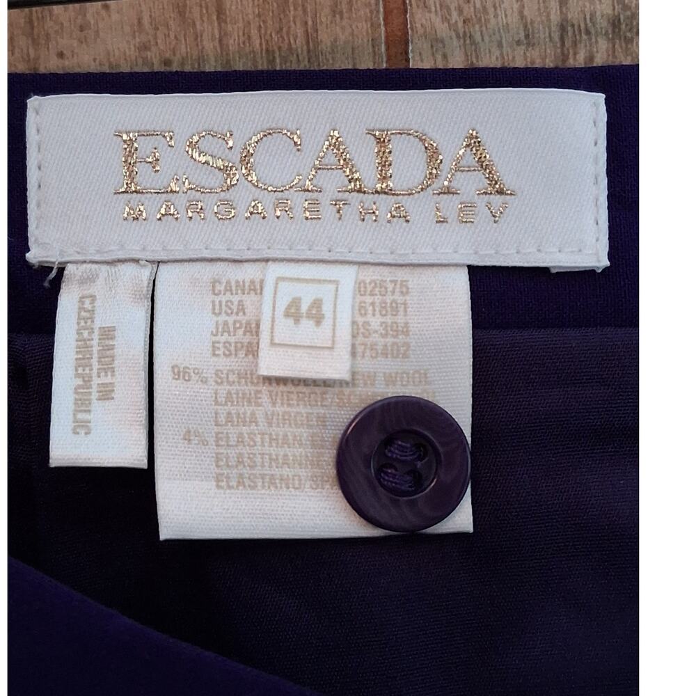 NWT Ladies Escada Rock Skirt Royal Purple Wool Pencil Skirt Size 44 / US Size 14 - Picture 2 of 5